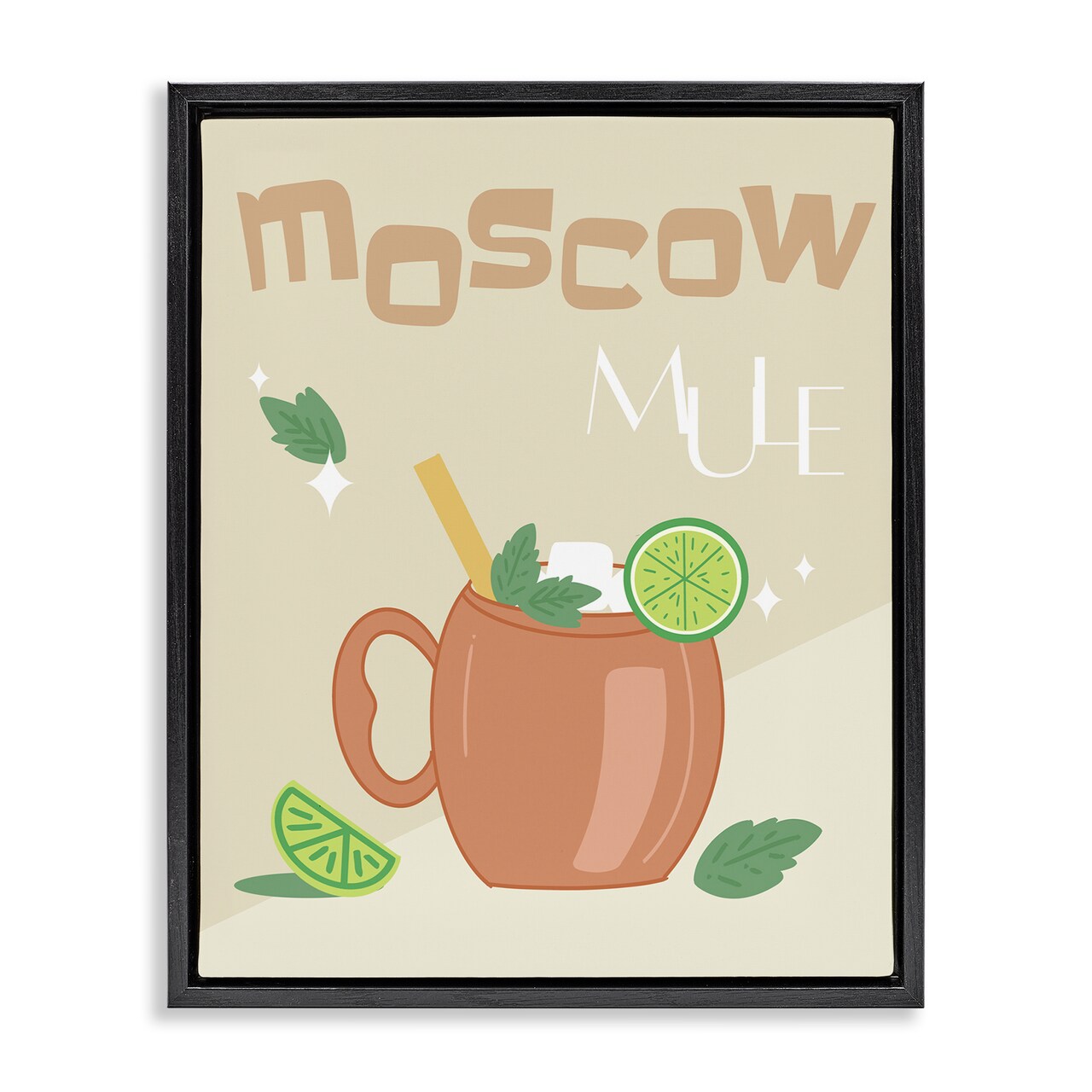 Stupell Industries Moscow Mule Typography Framed Floater Canvas Wall Art Design by Anna Quach